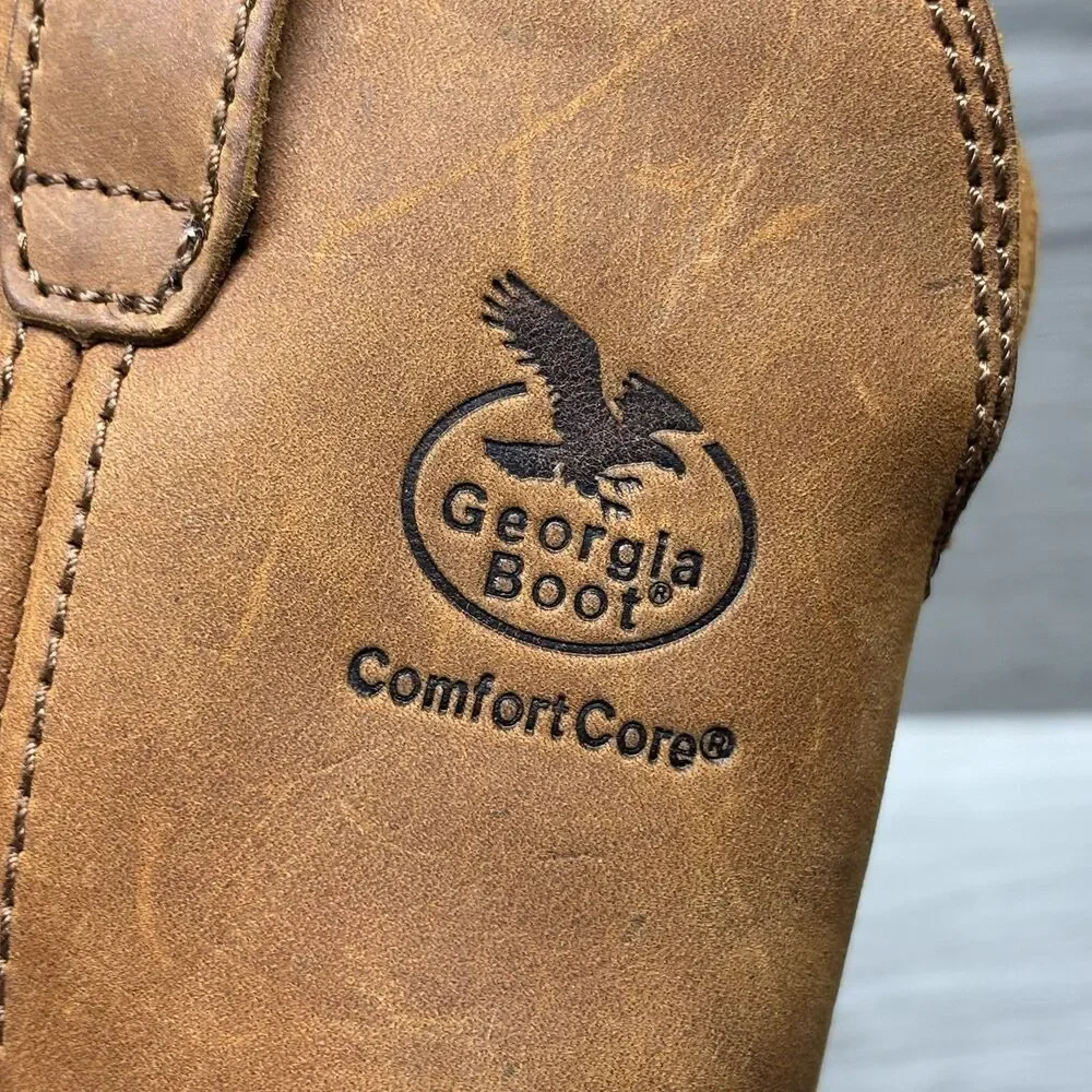 GEORGIA BOOT Wellington Western Boots Mens 7.5 D Brown Leather Farm Ranch G5814